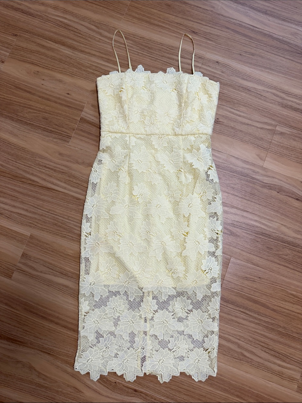 Yellow Lace Slip Dress with Floral Overlay